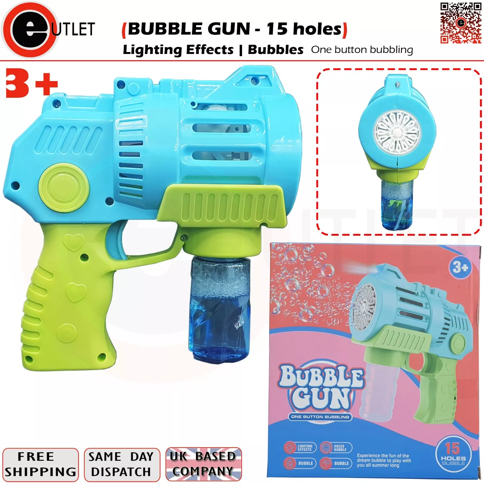 Bubble gun 15 holes kids bubble blower machine party garden toy fun fight