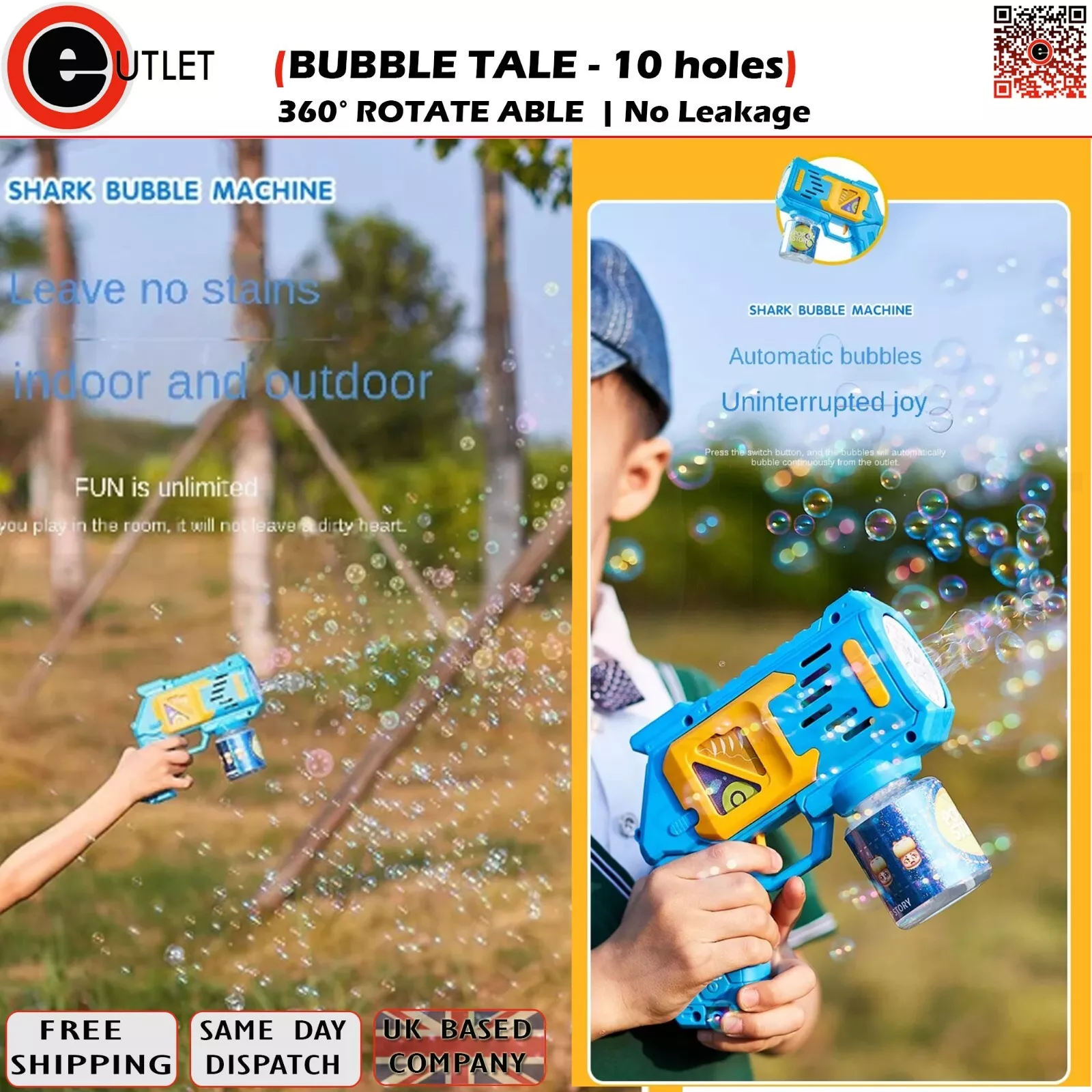 Bubbles tale gun bubble bazooka gun rocket launchermachine kid toy hole water