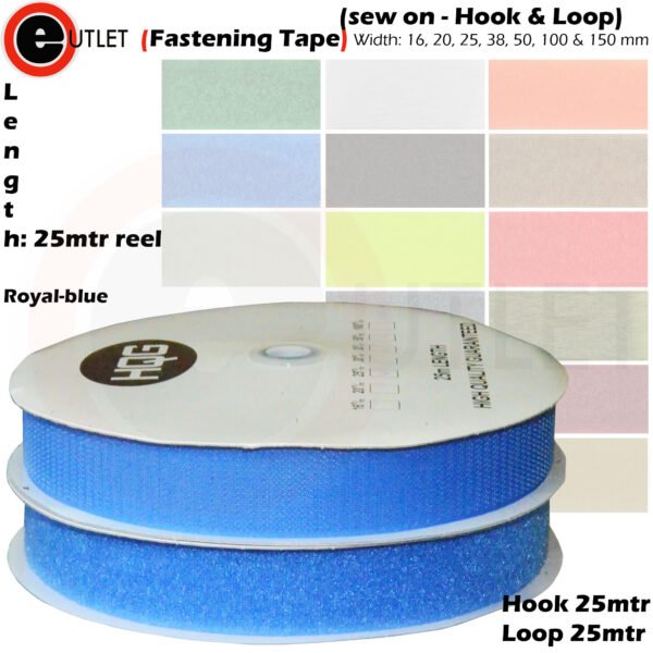 Fastening Tape 25 Mtr Hook & Loop Blue