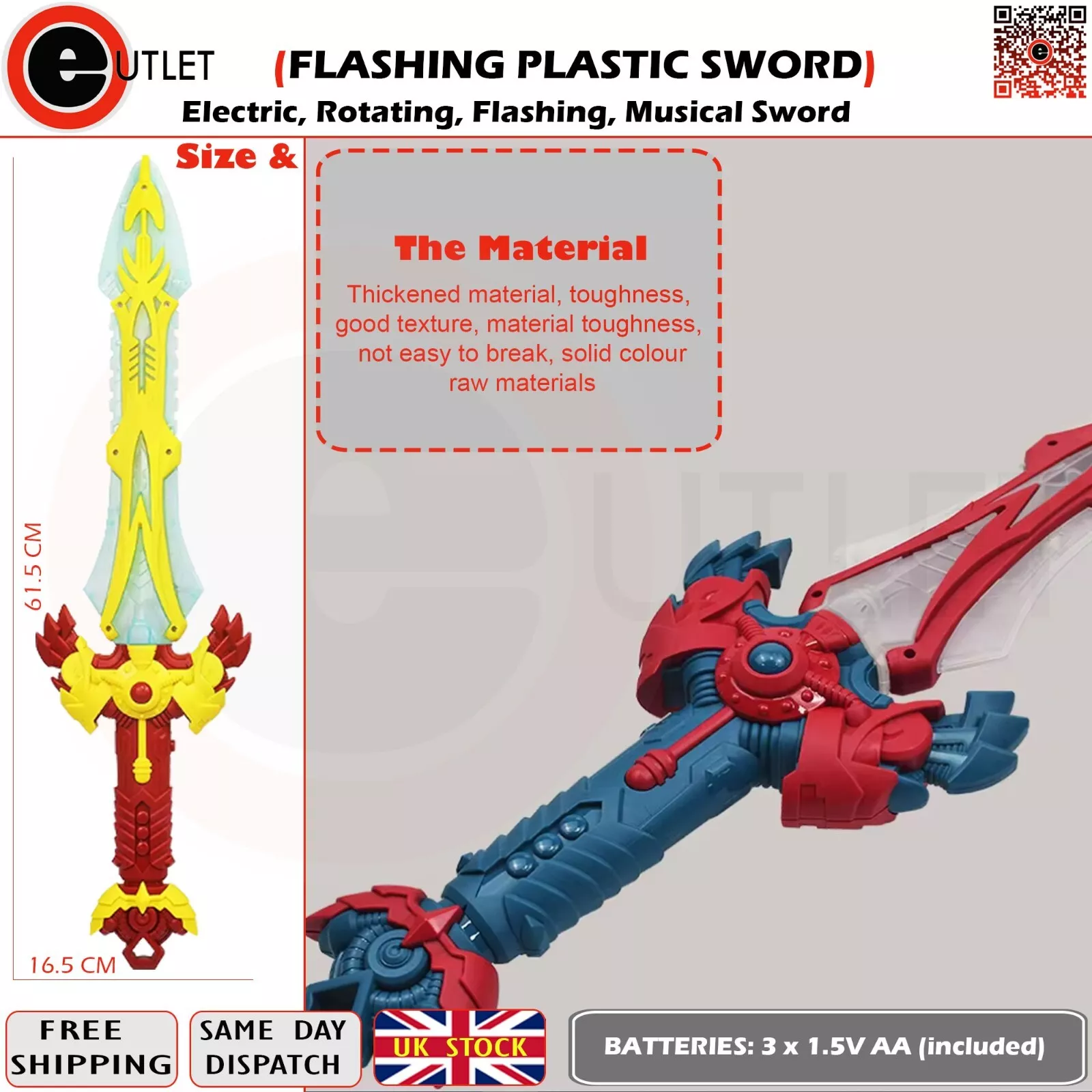 Musical rotating flashing plastic sword toy rotating plastic sword