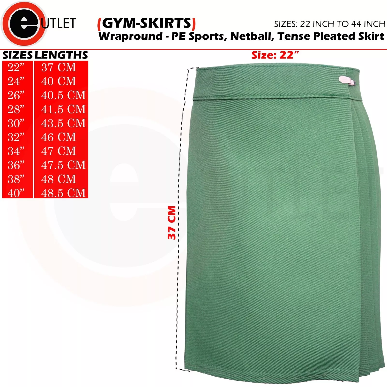 Gym Skirt Pleated Wraparound Girls PE Sports Britni Back UK Uniform Skirts