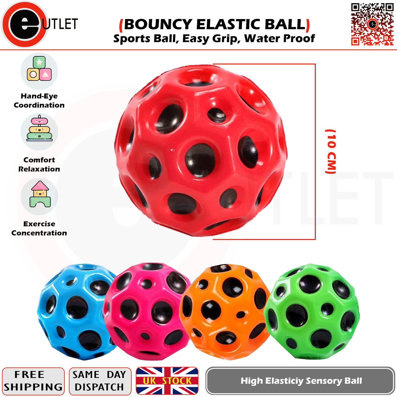 Bouncy ball super elastic decompression release moon ball free UK P&P