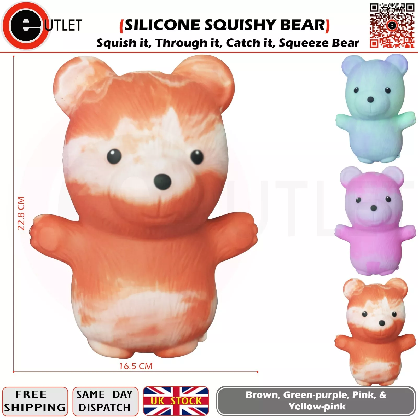 Squishy tedy bear fidget sensory toy squeezee bear silicon bear