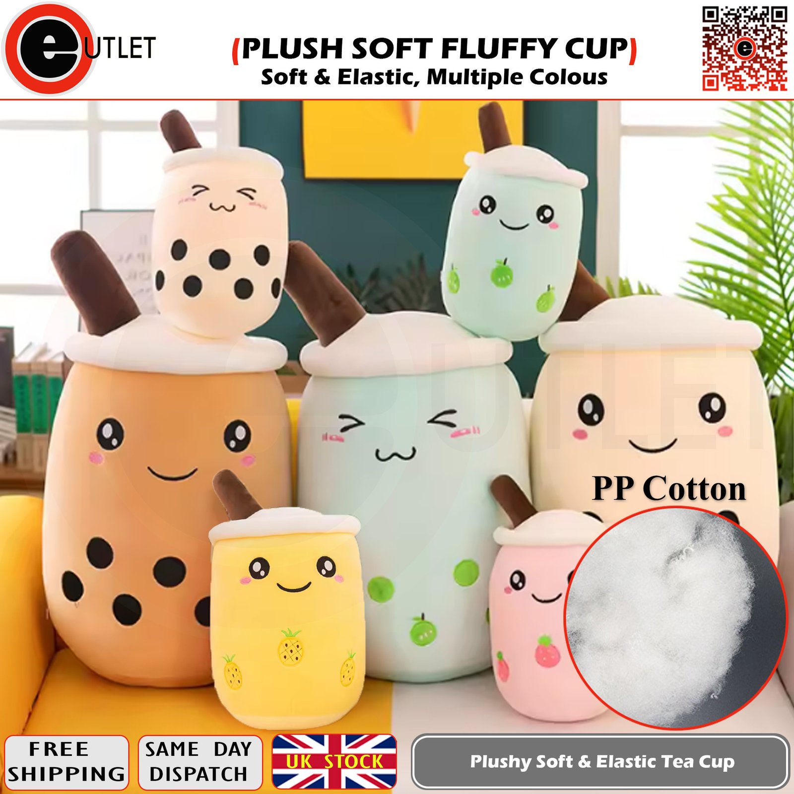 SOFT PLUSH FLUFFY CUTE TEA CUP PLUSHIE TOY SOFT & HIGH ELASTICITY