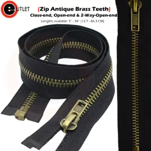 Zip Antique Brass Teeth